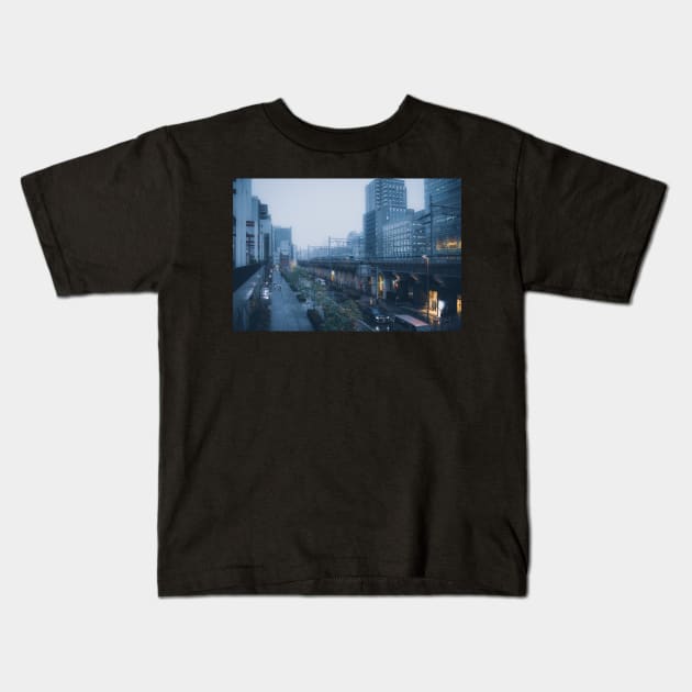 Cyberpunk Train Line Kids T-Shirt by TokyoLuv